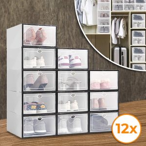 Scatole per scarpe trasparenti impilabili - set da 12 | SHOEZY