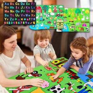 Pannello in feltro per bambini (30x adesivi + tappetino) | FELTLANDIA