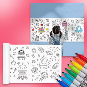 Rotolo da disegno per bambini - 300 cm, si attacca a qualsiasi parete, nessun residuo | FUNPICROLL