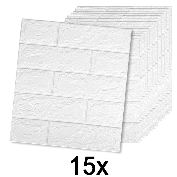 3x (5 pezzi) Carta da parati autoadesiva in mattoni con motivo 3D | BRICKSBY