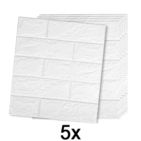1x (5 pezzi) Carta da parati autoadesiva in mattoni con motivo 3D | BRICKSBY